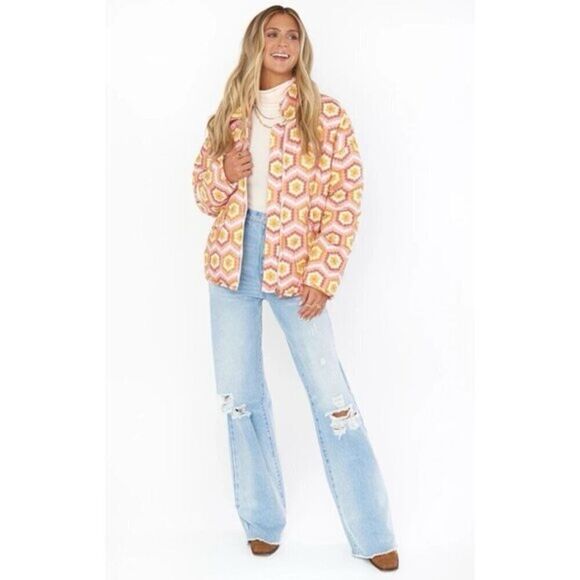 Show Me Your Mumu Power Puffed Honeycomb Jacket in Honeycomb Daisy Size XS - Picture 1 of 13
